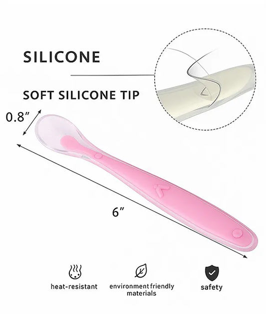 KIDS BASIC Feeding Spoon With Ultra Supple 100% Silicone Tip,Bpa Free - (Pack of 2)