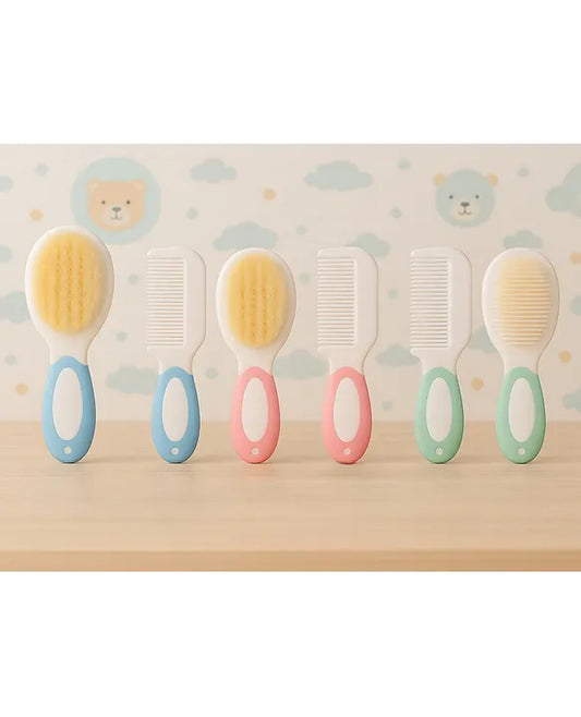 KIDS BASIC Baby Hair Comb & Brush Set | Soft Natural Bristles Brush