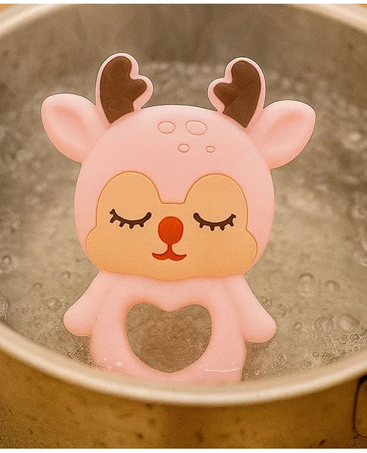 KIDS BASIC Dinosaur Shape & Reindeer Shape Silicone Teether , BPA Free & Safe for Babies (Pack of 2)