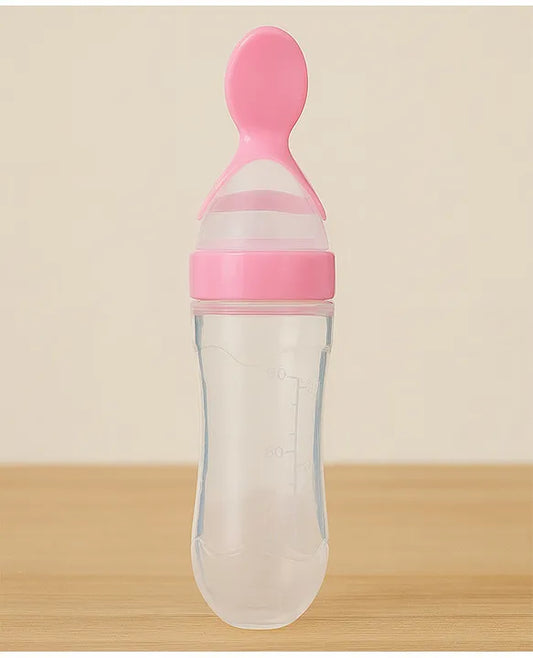KIDS BASIC Soft Silicone Squeezy BPA Free Spoon Bottle For Babies