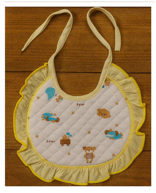 KIDS BASIC Premium Imported Knot Frill Baby Bibs - Super Soft, Large Size, Cute Designs