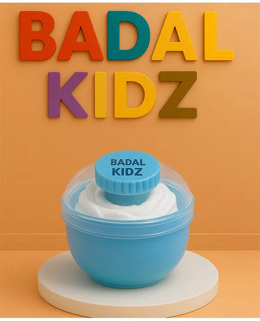 KIDS BASIC Soft Puff Baby Powder Dispenser Built-in Powder Storage, Gentle on Baby Skin