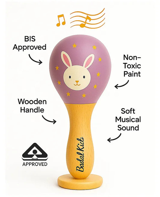 KIDS BASIC Newborn Love Combo - Muslin Warm Sleeping Bag & BIS Certified Wooden Rattle for Safe & Joyful Moments- Horse & Purple