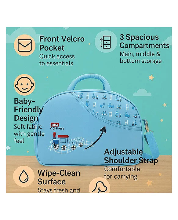 KIDS BASIC  Unique Ideas New Born Baby Multipurpose Polyester Diaper/Mother Bag with Holder Diaper Changing Multi Compartment