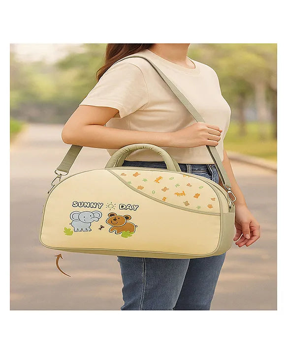 KIDS BASIC  Unique Ideas New Born Baby Multipurpose Polyester Diaper/Mother Bag with Holder Diaper Changing Multi Compartment