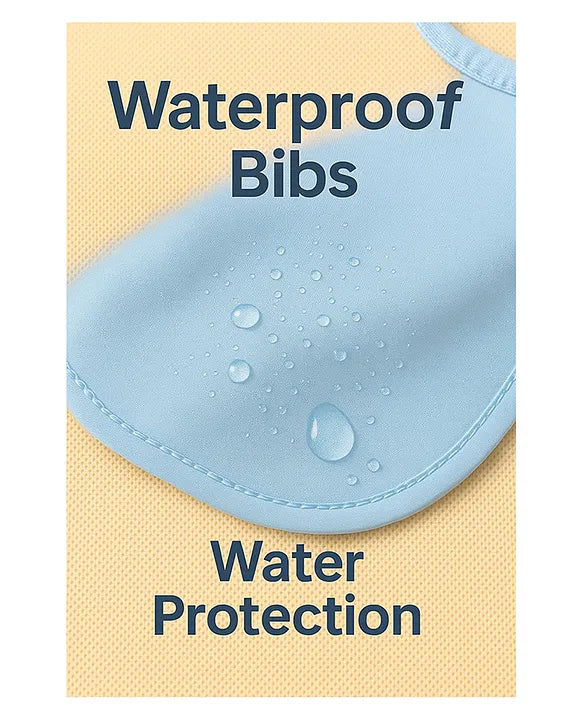 KIDS BASIC  Baby Soft Feeding Bib Apron Cute Multi Print with Tich Button - Multicolor