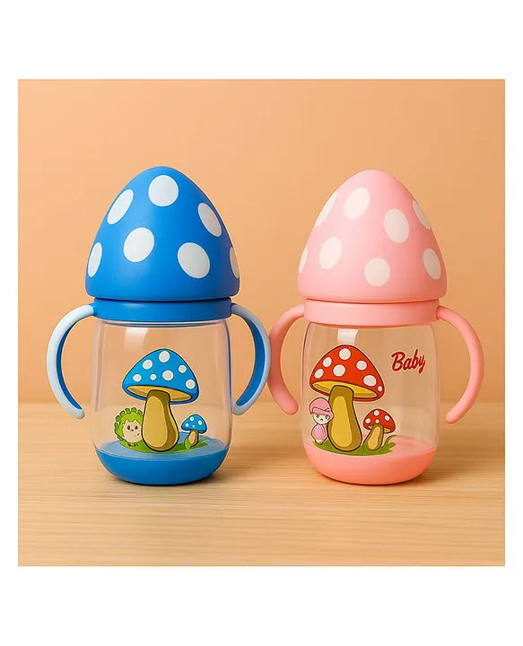 KIDS BASIC BPA Free Baby Mushroom Sipper Cup with Silicone Nipple Sippy Cup with Soft Silicone Spout Soft Silicone Nipple Sipper Cup with Handle