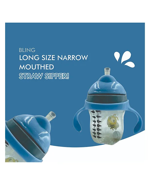 KIDS BASIC Flap Baby Silicone Straw Sipper With Handle Spill Proof Sipper - 240ml