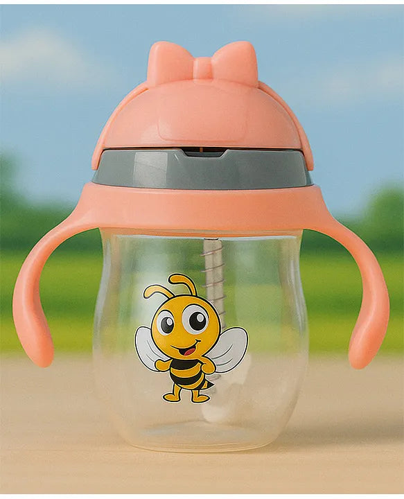 KIDS BASIC Flap Baby Silicone Straw Sipper With Handle Spill Proof Sipper - 240ml