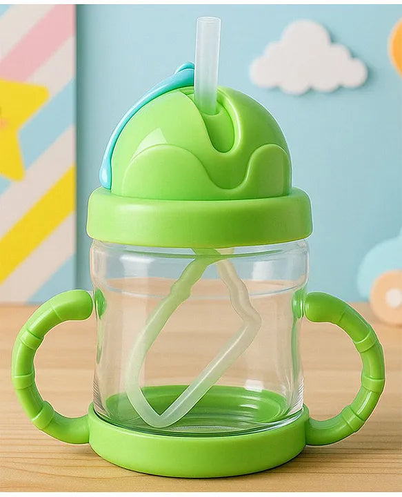 KIDS BASIC Flap Baby Silicone Straw Sipper With Handle L Spill Proof Sipper 120ml