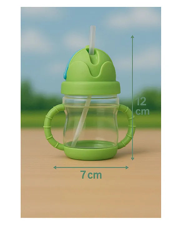 KIDS BASIC Flap Baby Silicone Straw Sipper With Handle L Spill Proof Sipper 120ml