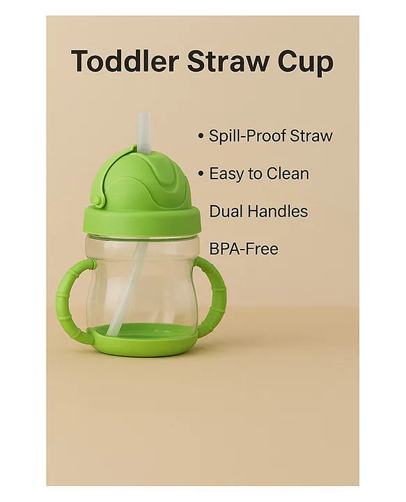 KIDS BASIC Flap Baby Silicone Straw Sipper With Handle L Spill Proof Sipper 120ml