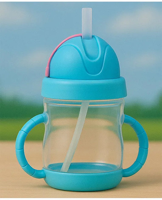 KIDS BASIC Flap Baby Silicone Straw Sipper With Handle L Spill Proof Sipper 120ml