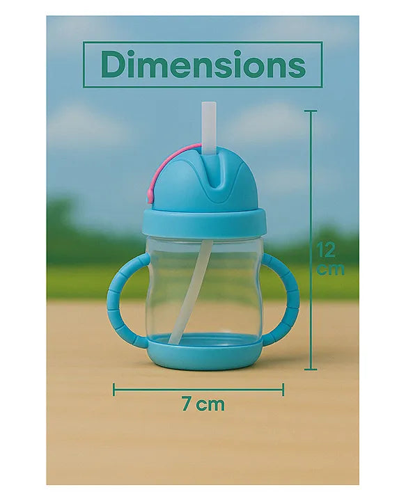 KIDS BASIC Flap Baby Silicone Straw Sipper With Handle L Spill Proof Sipper 120ml