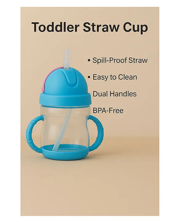 KIDS BASIC Flap Baby Silicone Straw Sipper With Handle L Spill Proof Sipper 120ml