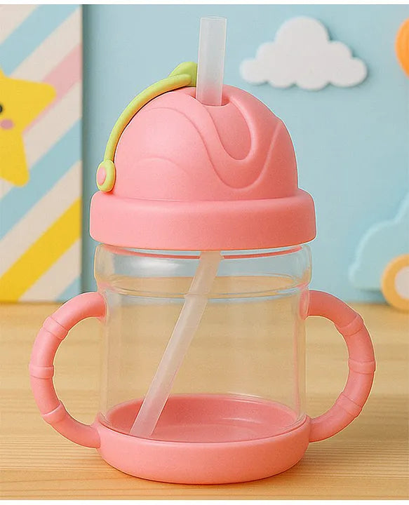 KIDS BASIC Flap Baby Silicone Straw Sipper With Handle L Spill Proof Sipper 120ml