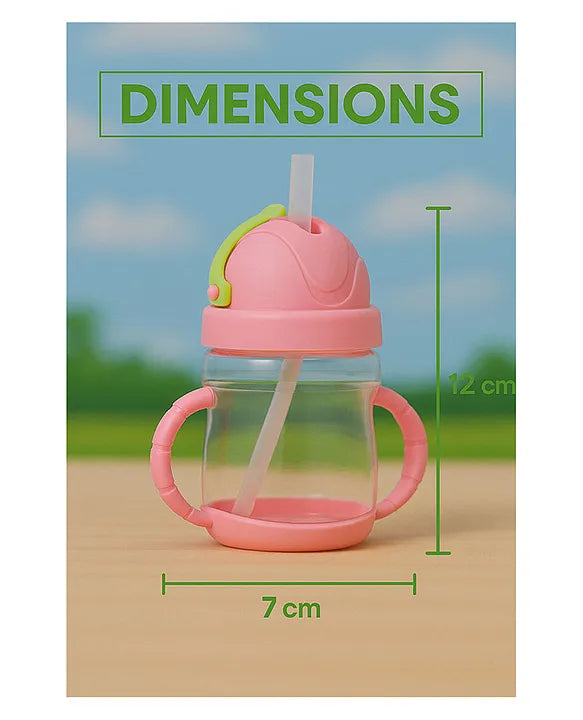 KIDS BASIC Flap Baby Silicone Straw Sipper With Handle L Spill Proof Sipper 120ml