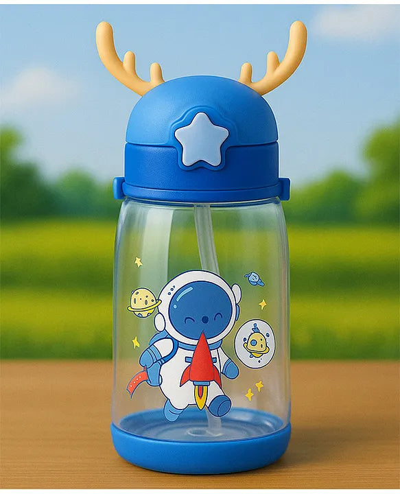 KIDS BASIC Deer HornPlastic Baby Silicone Straw Sipper Spill Proof Sipper - 600 ml