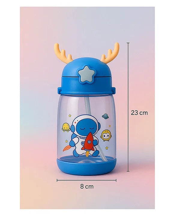 KIDS BASIC Deer HornPlastic Baby Silicone Straw Sipper Spill Proof Sipper - 600 ml