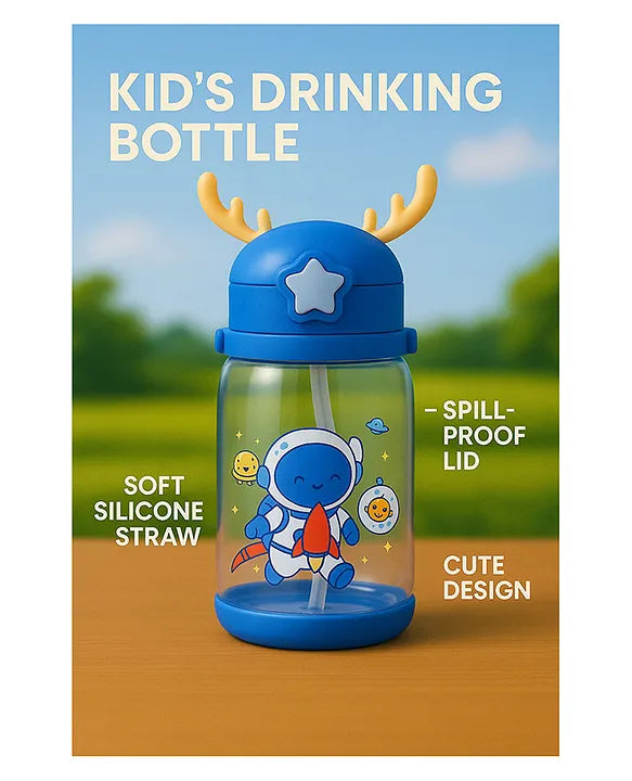 KIDS BASIC Deer HornPlastic Baby Silicone Straw Sipper Spill Proof Sipper - 600 ml