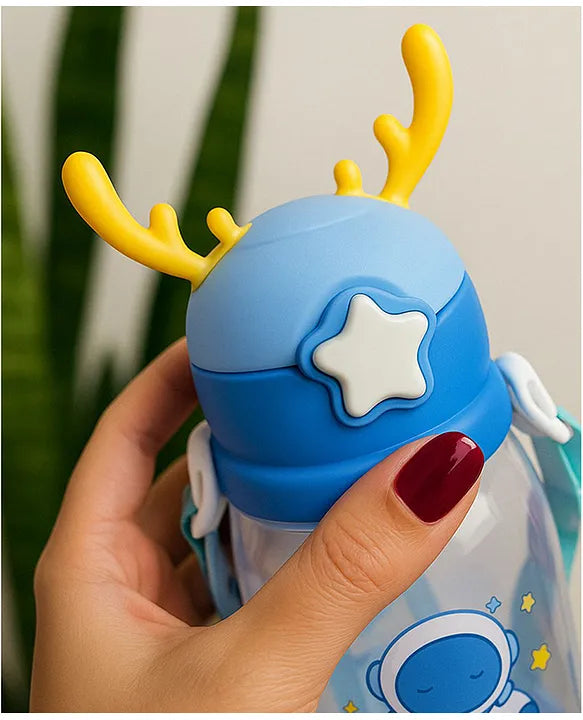 KIDS BASIC Deer HornPlastic Baby Silicone Straw Sipper Spill Proof Sipper - 600 ml