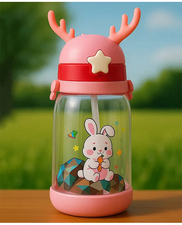 KIDS BASIC Deer HornPlastic Baby Silicone Straw Sipper Spill Proof Sipper - 600 ml