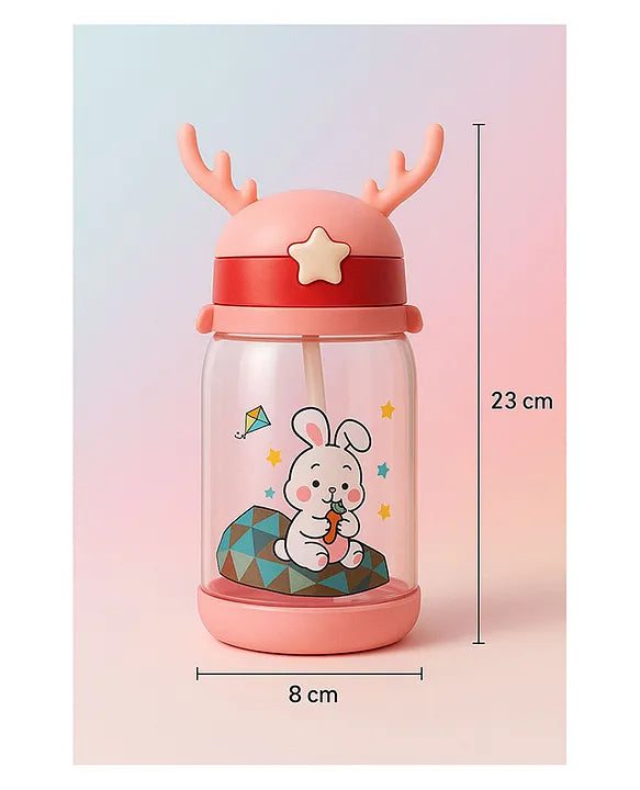 KIDS BASIC Deer HornPlastic Baby Silicone Straw Sipper Spill Proof Sipper - 600 ml