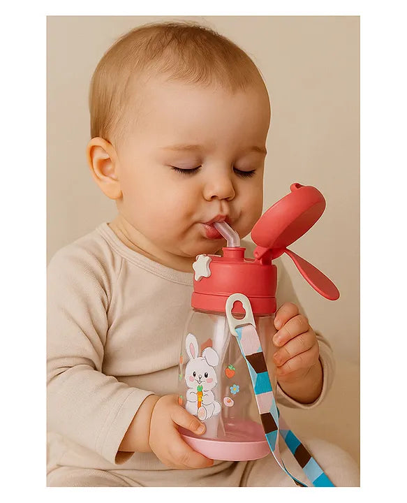 KIDS BASIC Deer HornPlastic Baby Silicone Straw Sipper Spill Proof Sipper - 600 ml