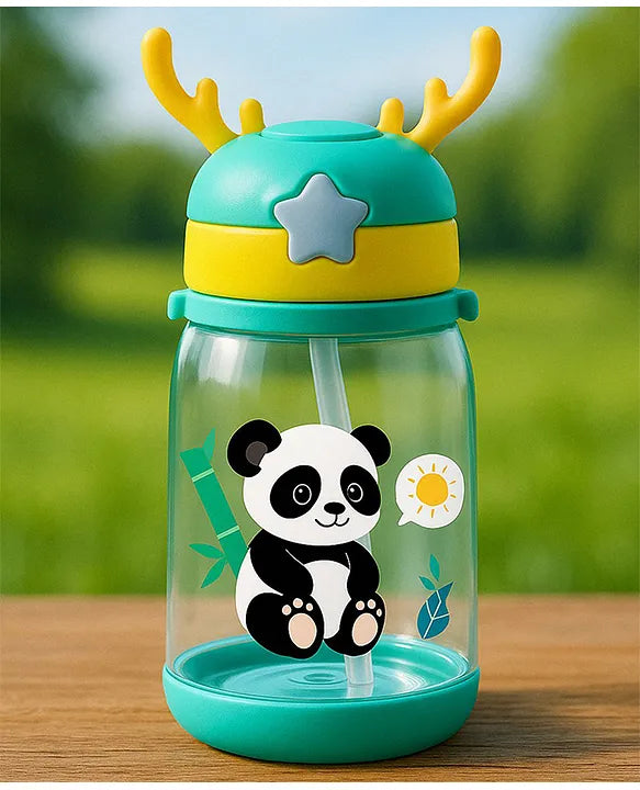 KIDS BASIC Deer HornPlastic Baby Silicone Straw Sipper Spill Proof Sipper - 600 ml