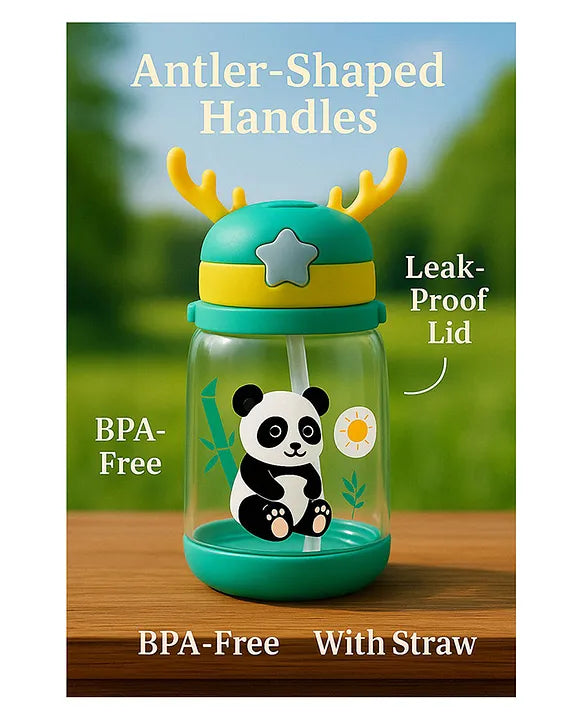 KIDS BASIC Deer HornPlastic Baby Silicone Straw Sipper Spill Proof Sipper - 600 ml