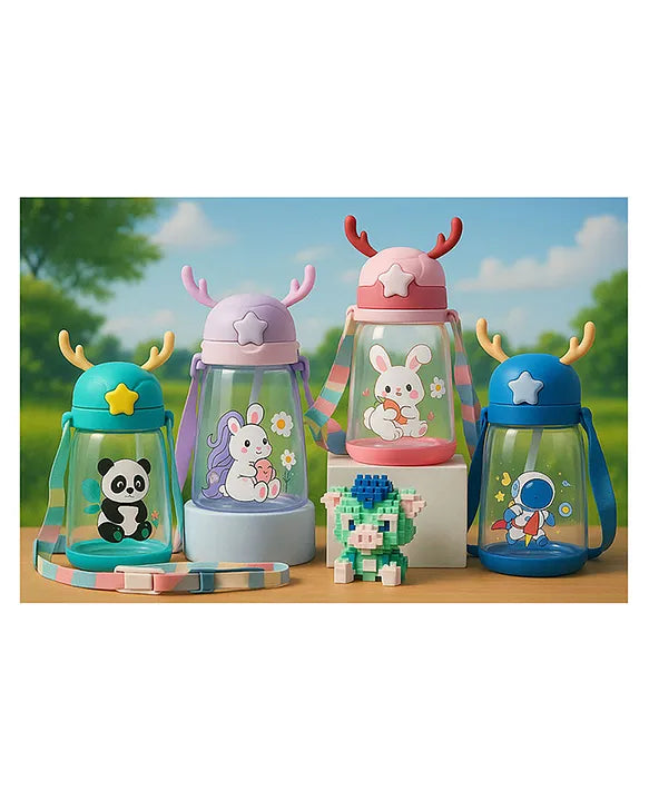 KIDS BASIC Deer HornPlastic Baby Silicone Straw Sipper Spill Proof Sipper - 600 ml