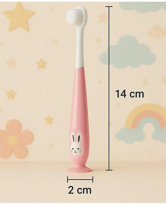 KIDS BASIC Kids Bunny Toothbrush with Soft Silicone Head, Stand - Up Base (Pack OF 2)