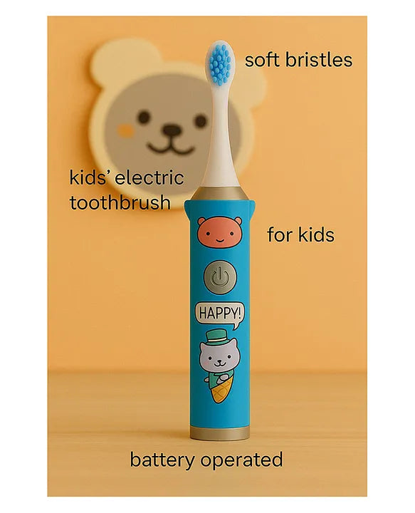 KIDS BASIC Children's Electric Toothbrush with Cartoon Characters, Soft Bristles Battery Operated Kids Cartoonic