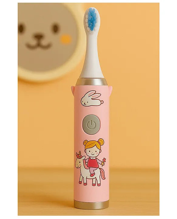 KIDS BASIC Children's Electric Toothbrush with Cartoon Characters, Soft Bristles Battery Operated Kids Cartoonic