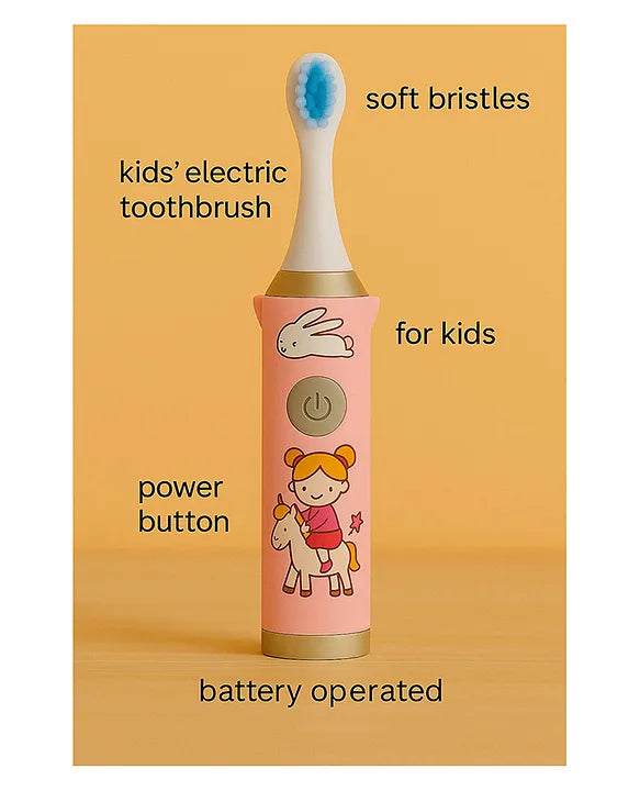 KIDS BASIC Children's Electric Toothbrush with Cartoon Characters, Soft Bristles Battery Operated Kids Cartoonic