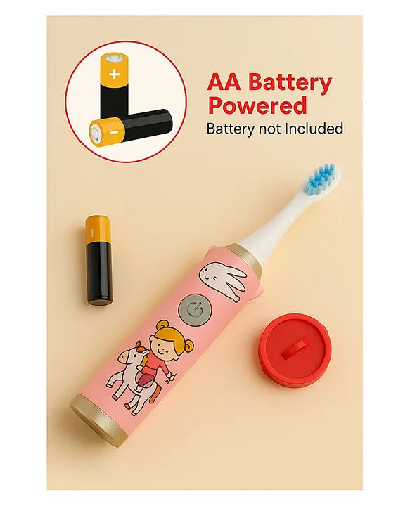 KIDS BASIC Children's Electric Toothbrush with Cartoon Characters, Soft Bristles Battery Operated Kids Cartoonic