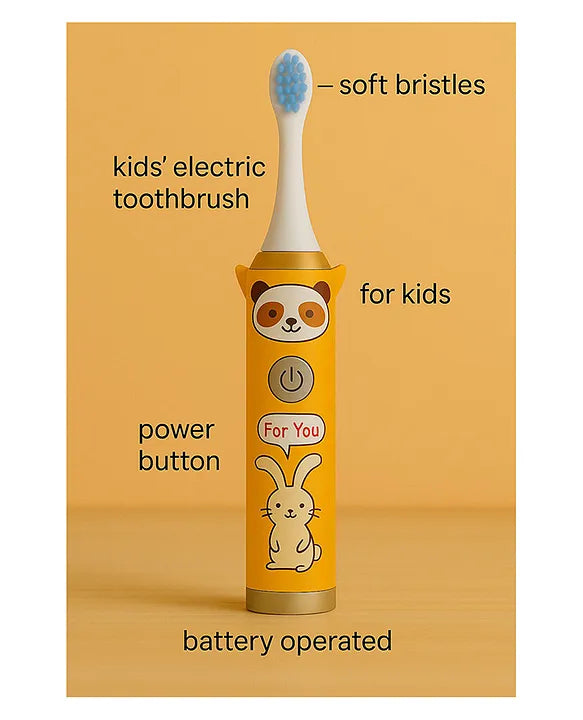 KIDS BASIC Children's Electric Toothbrush with Cartoon Characters, Soft Bristles Battery Operated Kids Cartoonic