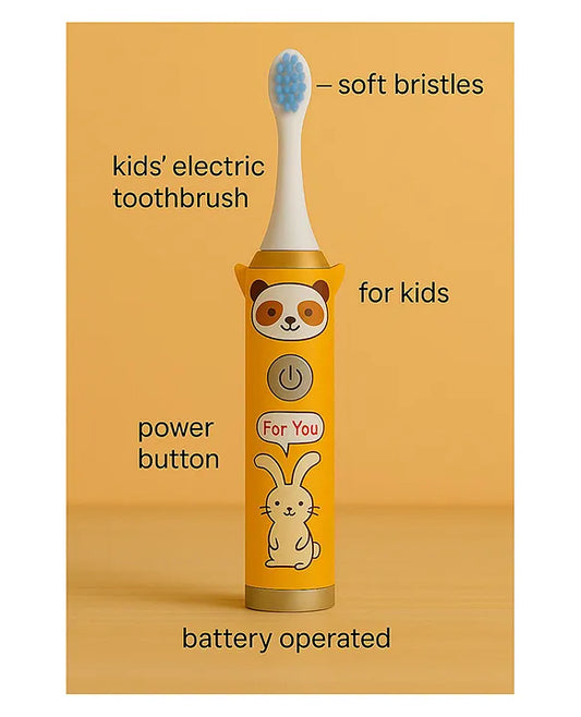 KIDS BASIC Children's Electric Toothbrush with Cartoon Characters, Soft Bristles Battery Operated Kids Cartoonic