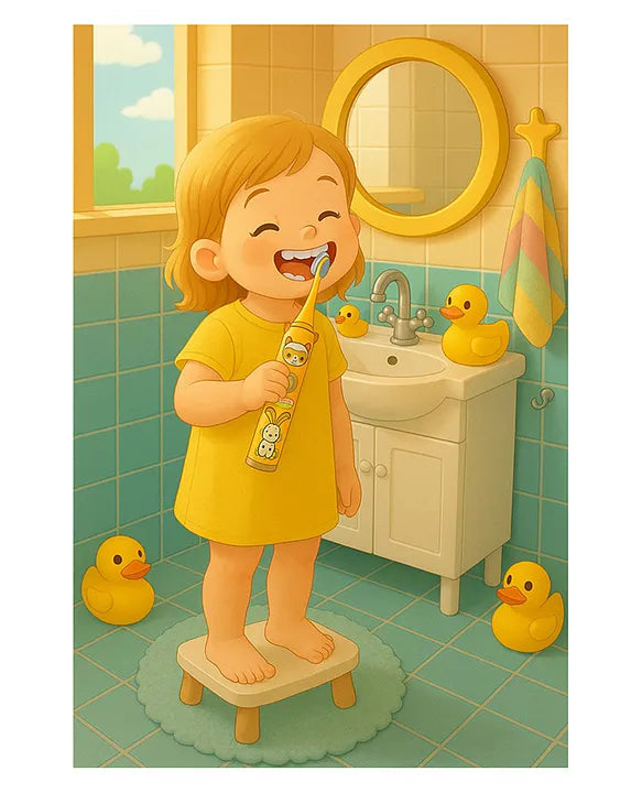 KIDS BASIC Children's Electric Toothbrush with Cartoon Characters, Soft Bristles Battery Operated Kids Cartoonic