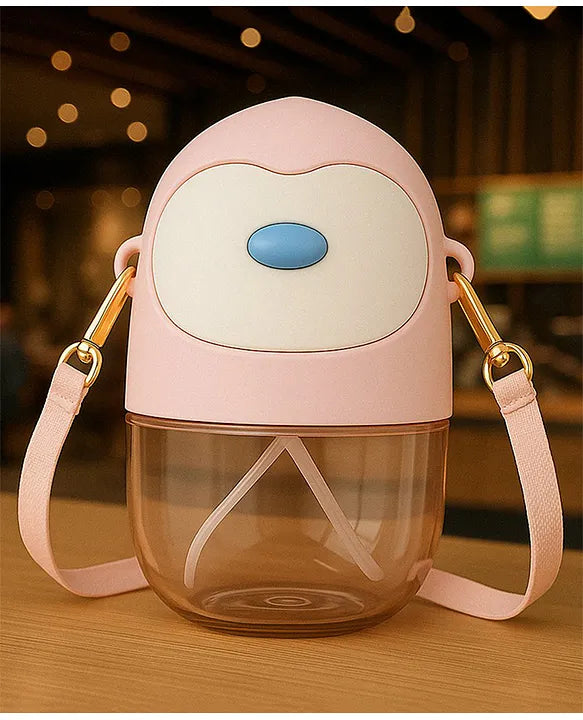 KIDS BASIC Penguin Sippy Cup with Straw, Cute Water Bottle with Adjustable Strap for Toddlers