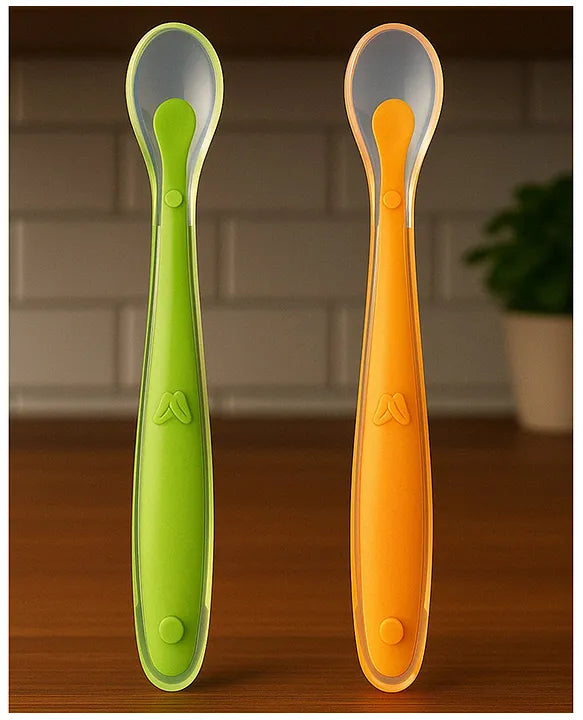 KIDS BASIC Feeding Spoon With Ultra Supple 100% Silicone Tip,Bpa Free - (Pack of 2)
