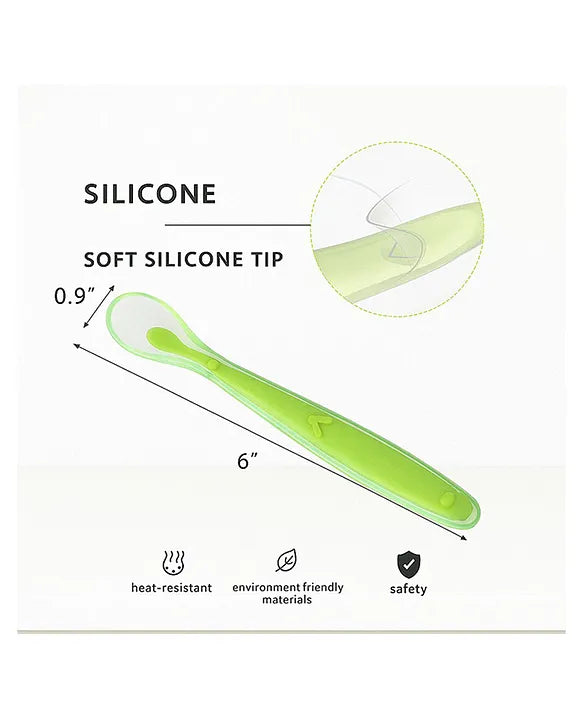 KIDS BASIC Feeding Spoon With Ultra Supple 100% Silicone Tip,Bpa Free - (Pack of 2)
