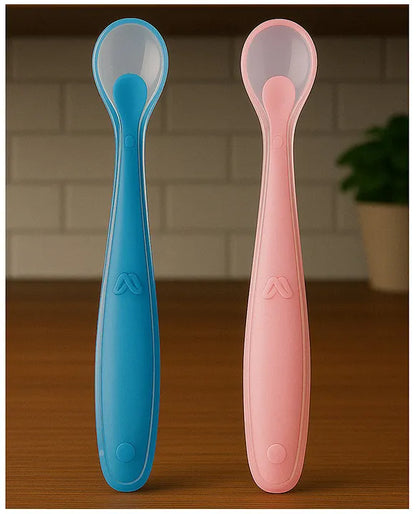 KIDS BASIC Feeding Spoon With Ultra Supple 100% Silicone Tip,Bpa Free - (Pack of 2)