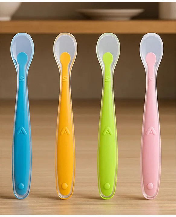 KIDS BASIC Feeding Spoon With Ultra Supple 100% Silicone Tip,Bpa Free - (Pack of 2)