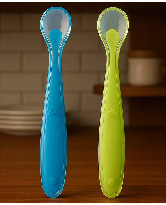 KIDS BASIC Feeding Spoon With Ultra Supple 100% Silicone Tip,Bpa Free - (Pack of 2)
