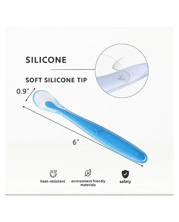 KIDS BASIC Feeding Spoon With Ultra Supple 100% Silicone Tip,Bpa Free - (Pack of 2)