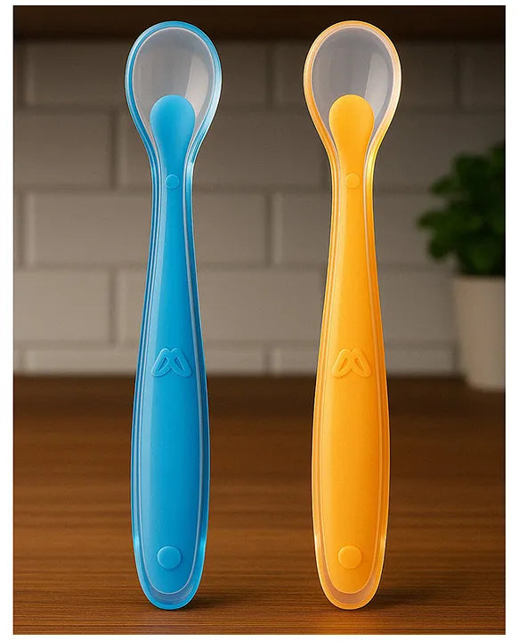 KIDS BASIC Feeding Spoon With Ultra Supple 100% Silicone Tip,Bpa Free - (Pack of 2)
