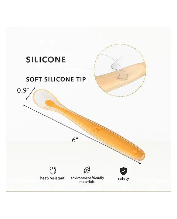 KIDS BASIC Feeding Spoon With Ultra Supple 100% Silicone Tip,Bpa Free - (Pack of 2)