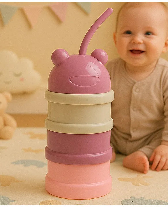 KIDS BASIC 3 - Layer Cute Bear Portable Baby Food & Milk Powder Container - Multicolor