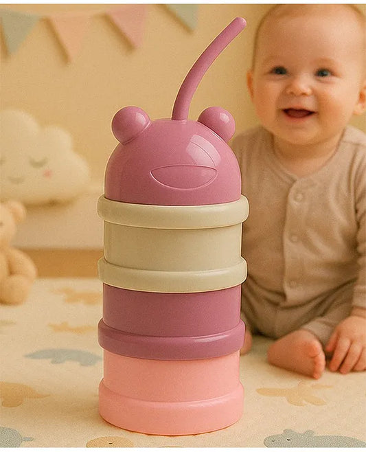 KIDS BASIC 3 - Layer Cute Bear Portable Baby Food & Milk Powder Container - Multicolor